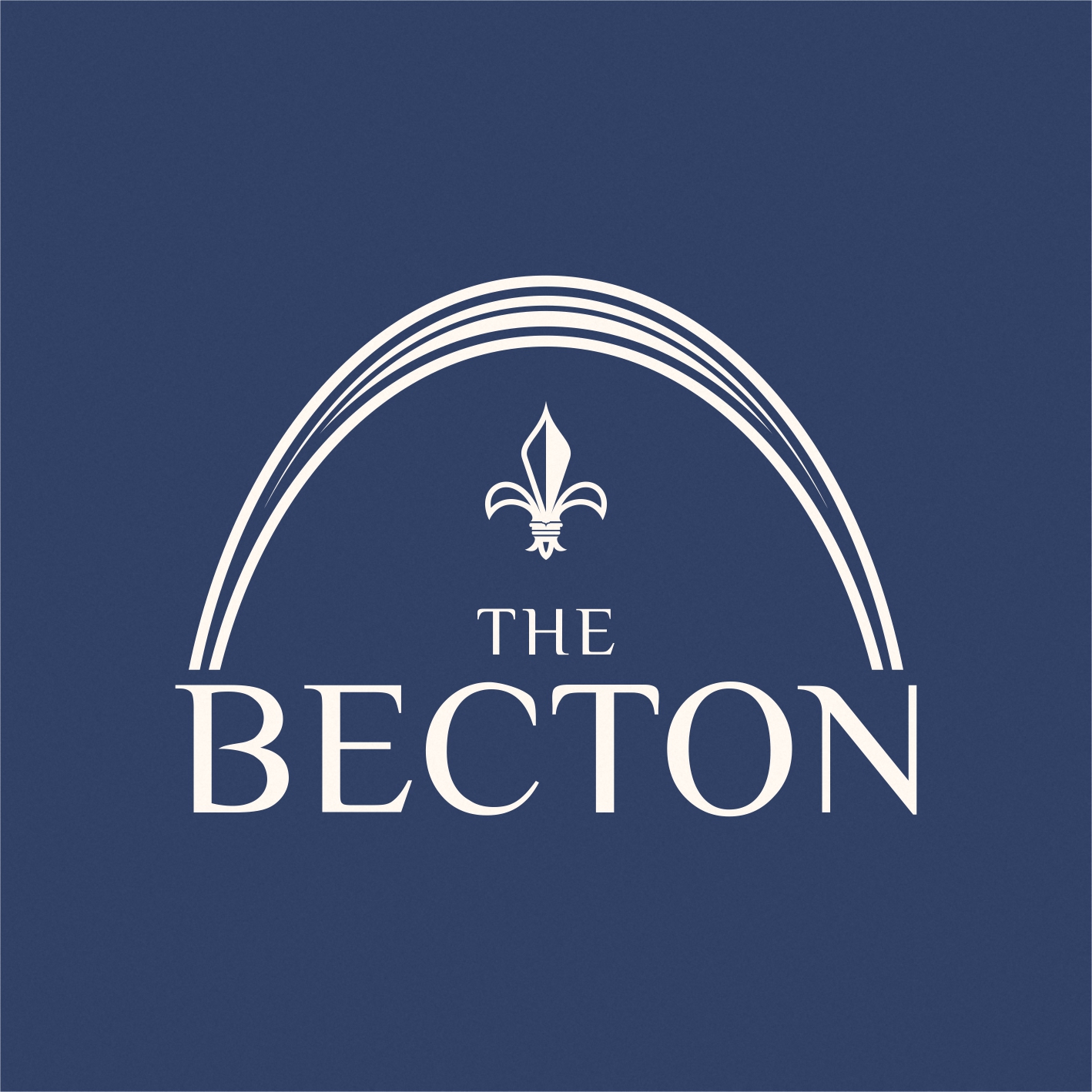 the logo for the becton church with a blue background and a white logo